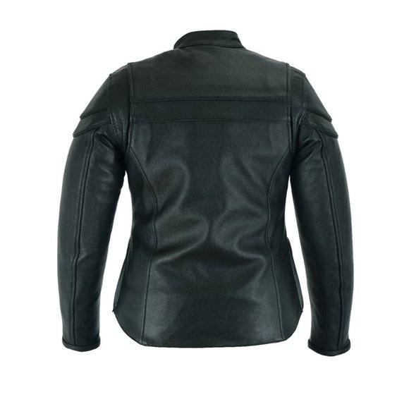 Ladies Racer Leather Jacket with Zip Out Liner - Picture 3 of 9